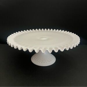 Fenton Milk Glass Cake Stand 13” White Pedestal
